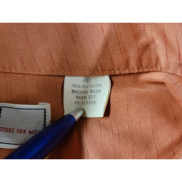 Vintage Gimbels Mens Pink Polyester Button Front Disco Shirt M - Picture 8 of 9